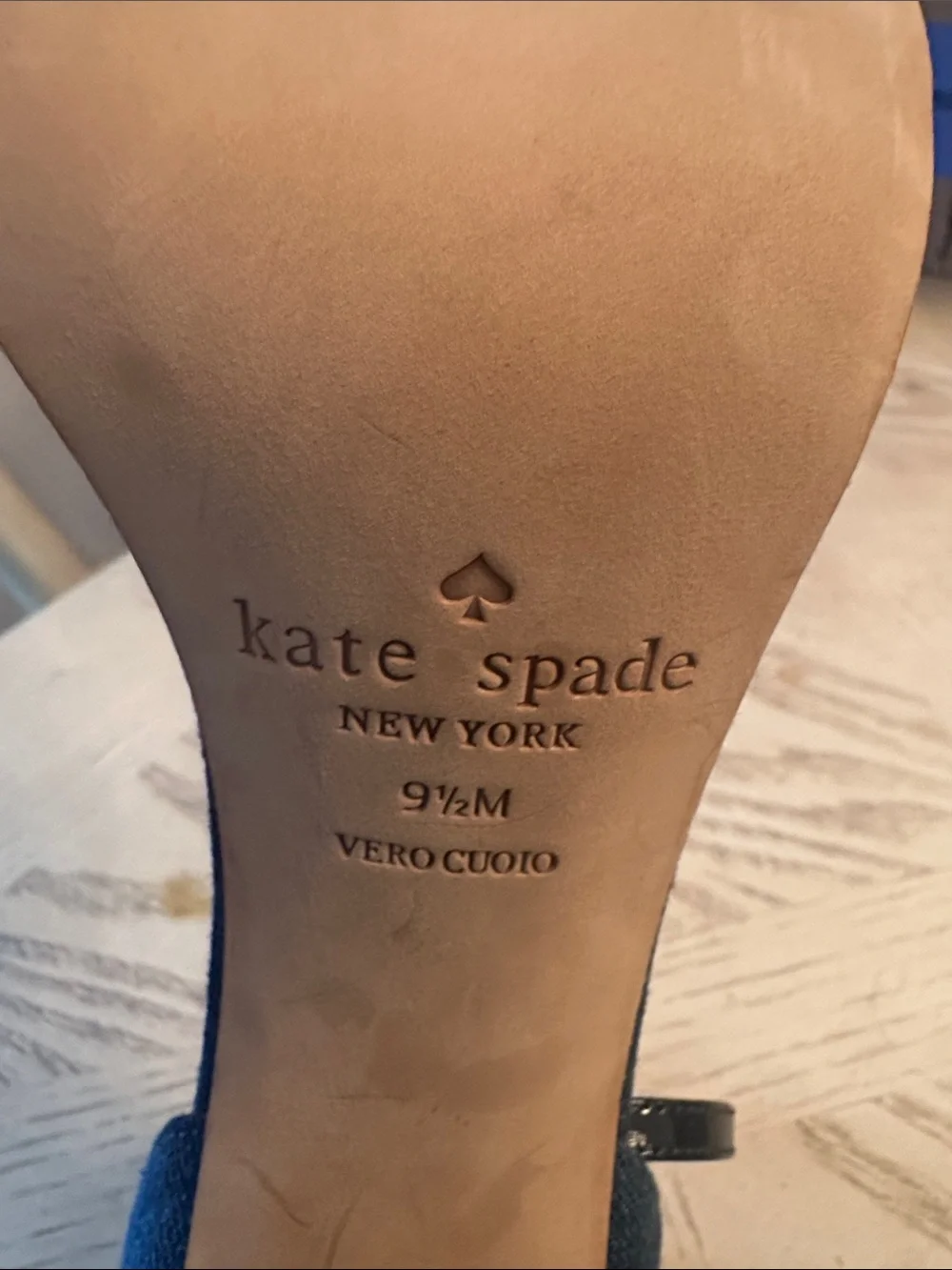 kate spade denim scalloped ankle-strap block heels